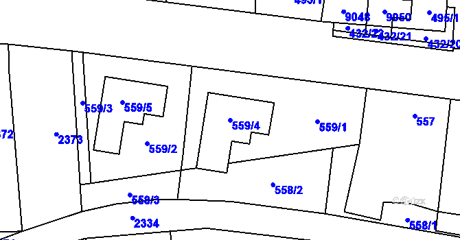 Parcela st. 559/4 v KÚ Vrbovec, Katastrální mapa