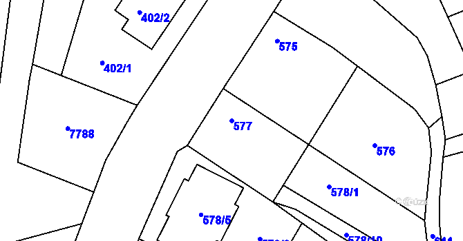 Parcela st. 577 v KÚ Vrbovec, Katastrální mapa