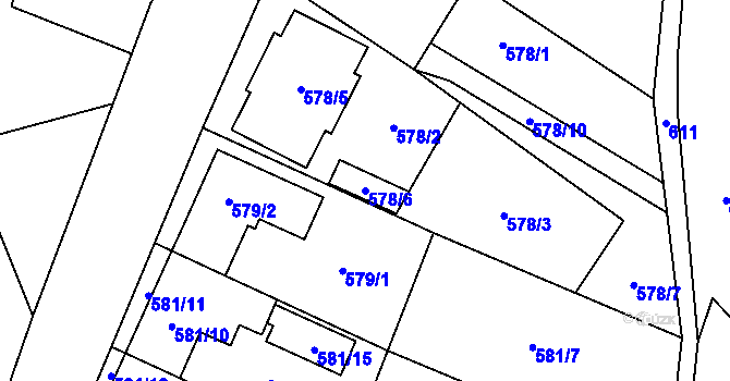 Parcela st. 578/6 v KÚ Vrbovec, Katastrální mapa