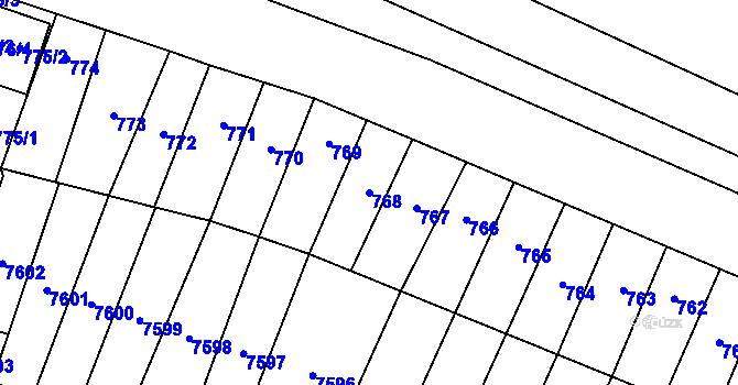 Parcela st. 768 v KÚ Vrbovec, Katastrální mapa