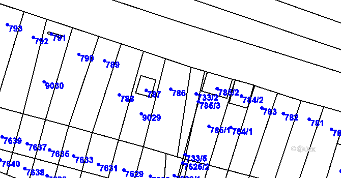 Parcela st. 786 v KÚ Vrbovec, Katastrální mapa