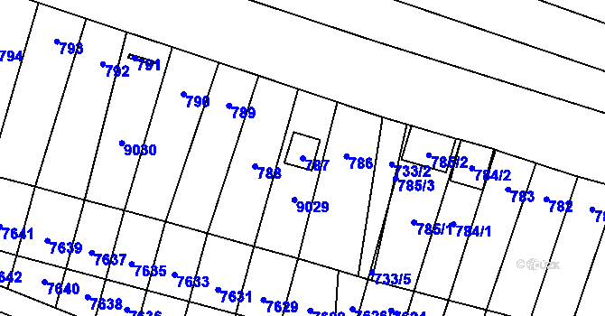 Parcela st. 787 v KÚ Vrbovec, Katastrální mapa