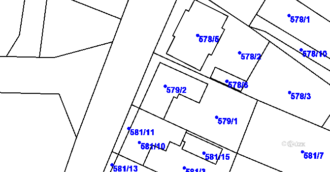 Parcela st. 579/2 v KÚ Vrbovec, Katastrální mapa