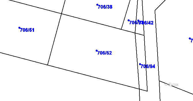 Parcela st. 706/52 v KÚ Vrbovec, Katastrální mapa