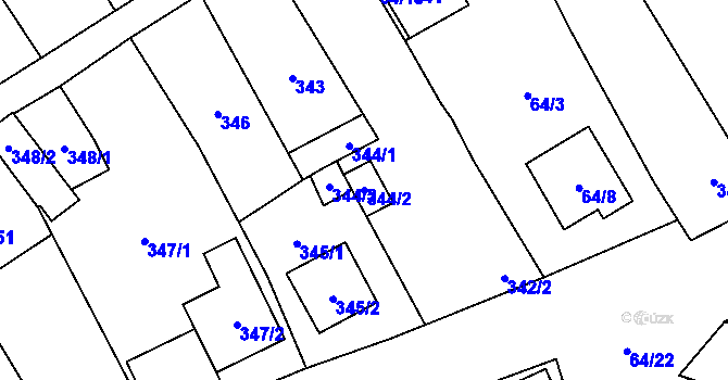 Parcela st. 344/2 v KÚ Vrbovec, Katastrální mapa