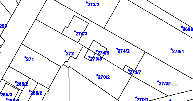 Parcela st. 274/6 v KÚ Vrbovec, Katastrální mapa