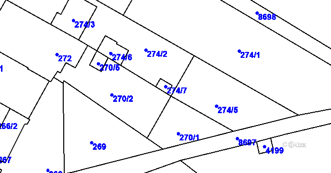 Parcela st. 274/7 v KÚ Vrbovec, Katastrální mapa