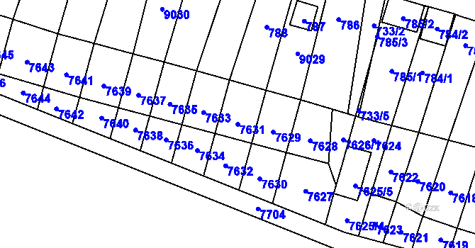 Parcela st. 7631 v KÚ Vrbovec, Katastrální mapa