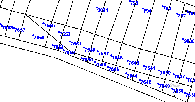 Parcela st. 7647 v KÚ Vrbovec, Katastrální mapa