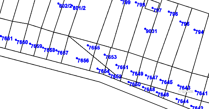 Parcela st. 7653 v KÚ Vrbovec, Katastrální mapa