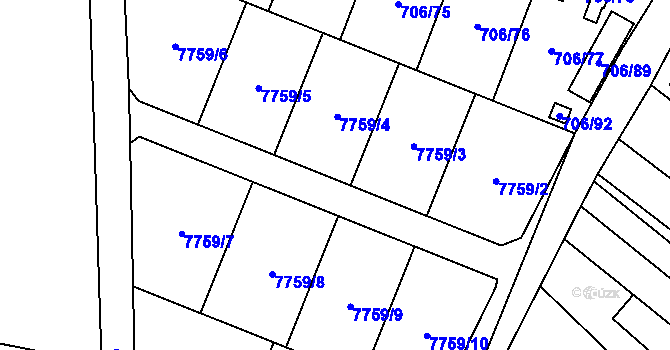 Parcela st. 7759 v KÚ Vrbovec, Katastrální mapa