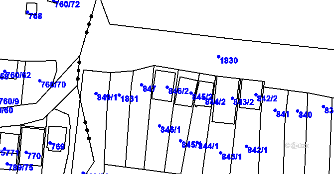Parcela st. 846/2 v KÚ Vrbovec, Katastrální mapa