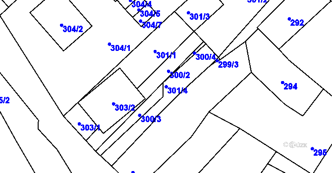 Parcela st. 301/4 v KÚ Vrbovec, Katastrální mapa