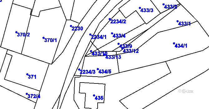 Parcela st. 433/13 v KÚ Vrbovec, Katastrální mapa