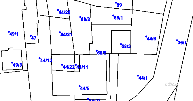 Parcela st. 68/5 v KÚ Vrbovec, Katastrální mapa