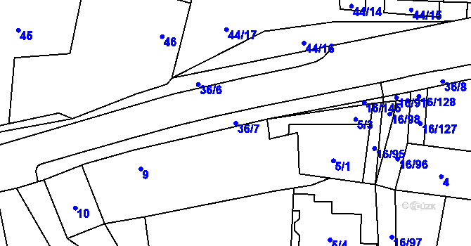Parcela st. 36/7 v KÚ Vrbovec, Katastrální mapa