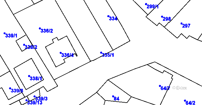 Parcela st. 335/1 v KÚ Vrbovec, Katastrální mapa