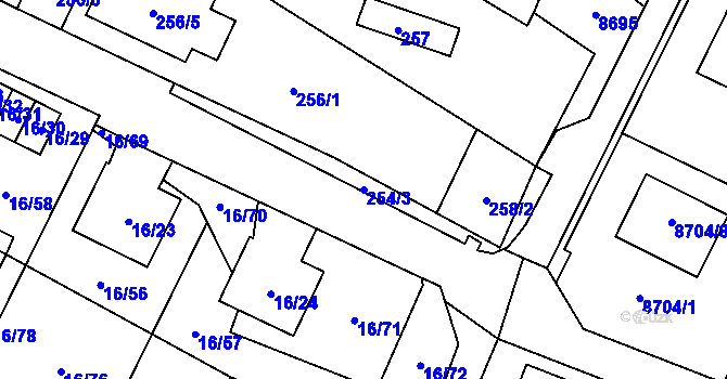 Parcela st. 254/3 v KÚ Vrbovec, Katastrální mapa