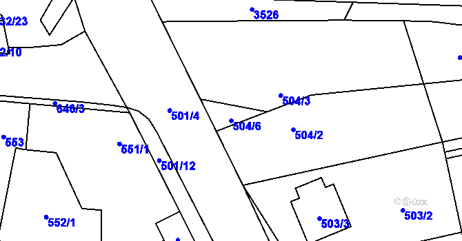 Parcela st. 504/6 v KÚ Vrbovec, Katastrální mapa