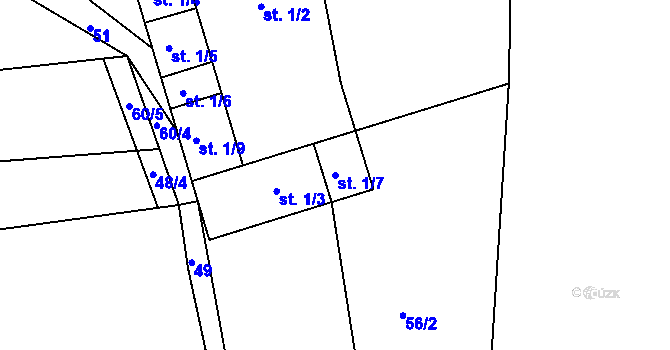 Parcela st. 1/7 v KÚ Držov, Katastrální mapa
