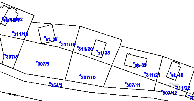 Parcela st. 38 v KÚ Držov, Katastrální mapa