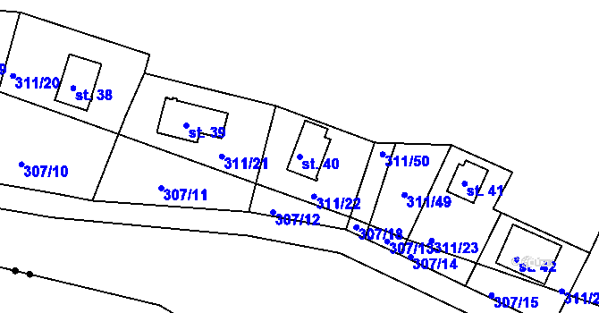 Parcela st. 40 v KÚ Držov, Katastrální mapa