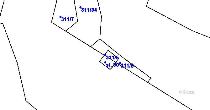 Parcela st. 311/5 v KÚ Držov, Katastrální mapa