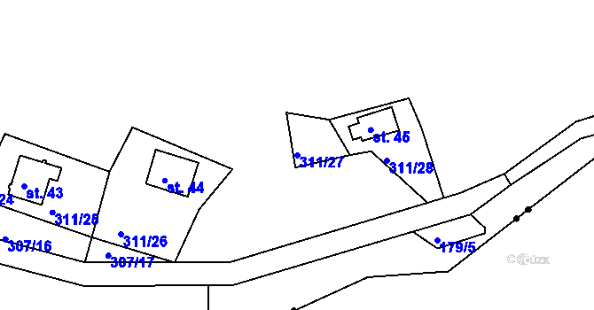 Parcela st. 311/27 v KÚ Držov, Katastrální mapa