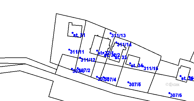 Parcela st. 32/1 v KÚ Držov, Katastrální mapa