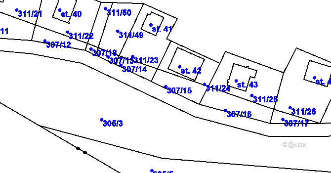 Parcela st. 307/15 v KÚ Držov, Katastrální mapa