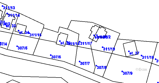 Parcela st. 311/17 v KÚ Držov, Katastrální mapa