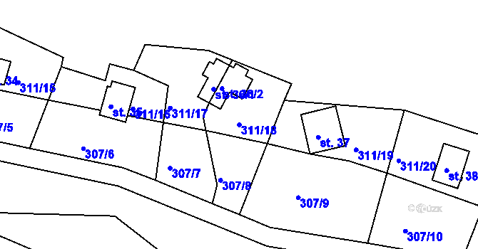 Parcela st. 311/18 v KÚ Držov, Katastrální mapa