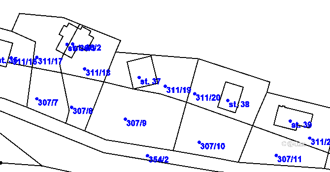 Parcela st. 311/19 v KÚ Držov, Katastrální mapa