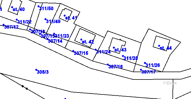 Parcela st. 311/24 v KÚ Držov, Katastrální mapa