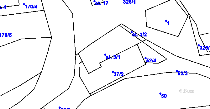 Parcela st. 3/1 v KÚ Držov, Katastrální mapa