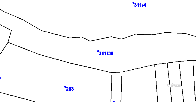 Parcela st. 311/38 v KÚ Držov, Katastrální mapa