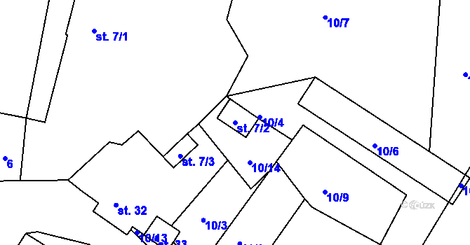 Parcela st. 7/2 v KÚ Louka nad Otavou, Katastrální mapa