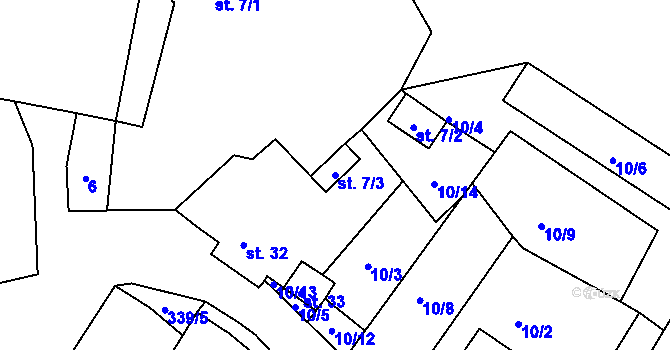 Parcela st. 7/3 v KÚ Louka nad Otavou, Katastrální mapa
