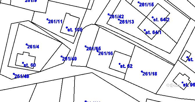 Parcela st. 261/16 v KÚ Vojníkov, Katastrální mapa