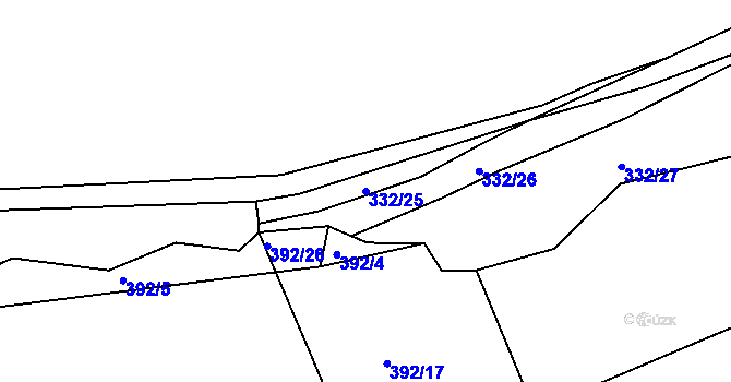 Parcela st. 332/25 v KÚ Vojníkov, Katastrální mapa