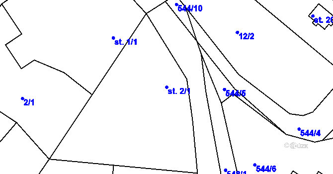Parcela st. 2/1 v KÚ Vrcovice, Katastrální mapa