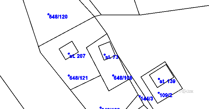 Parcela st. 73 v KÚ Vrcovice, Katastrální mapa
