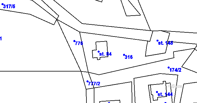 Parcela st. 84 v KÚ Vrcovice, Katastrální mapa