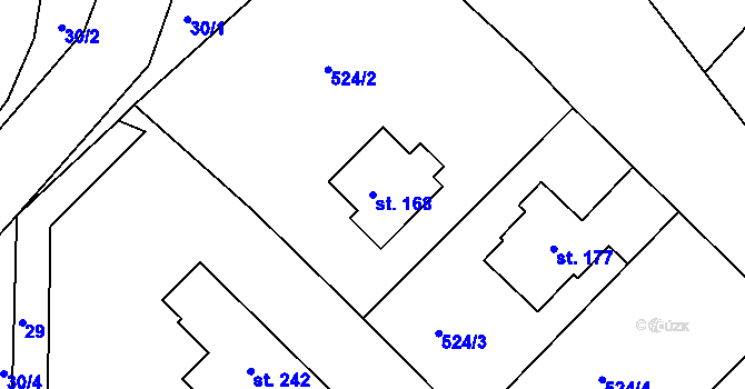 Parcela st. 168 v KÚ Vrcovice, Katastrální mapa