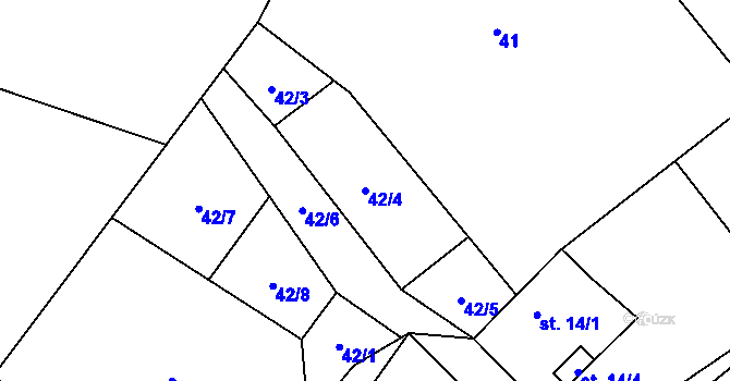 Parcela st. 42/4 v KÚ Vrcovice, Katastrální mapa