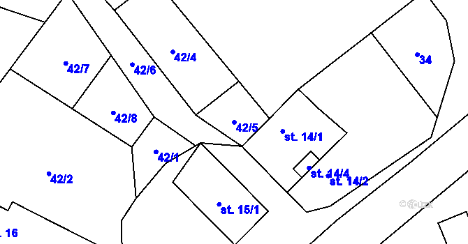 Parcela st. 42/5 v KÚ Vrcovice, Katastrální mapa