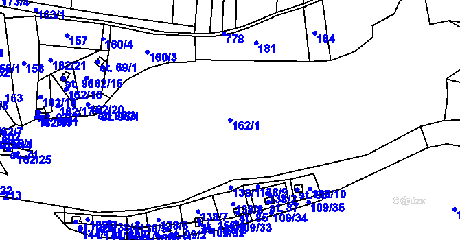 Parcela st. 162/1 v KÚ Vrcovice, Katastrální mapa
