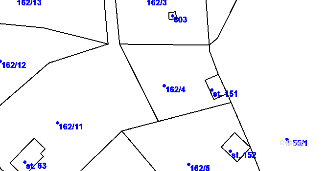 Parcela st. 162/4 v KÚ Vrcovice, Katastrální mapa