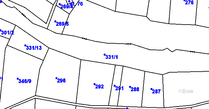 Parcela st. 331/1 v KÚ Vrcovice, Katastrální mapa