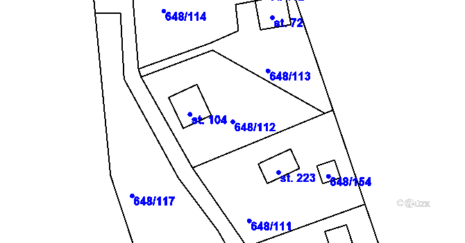 Parcela st. 648/112 v KÚ Vrcovice, Katastrální mapa